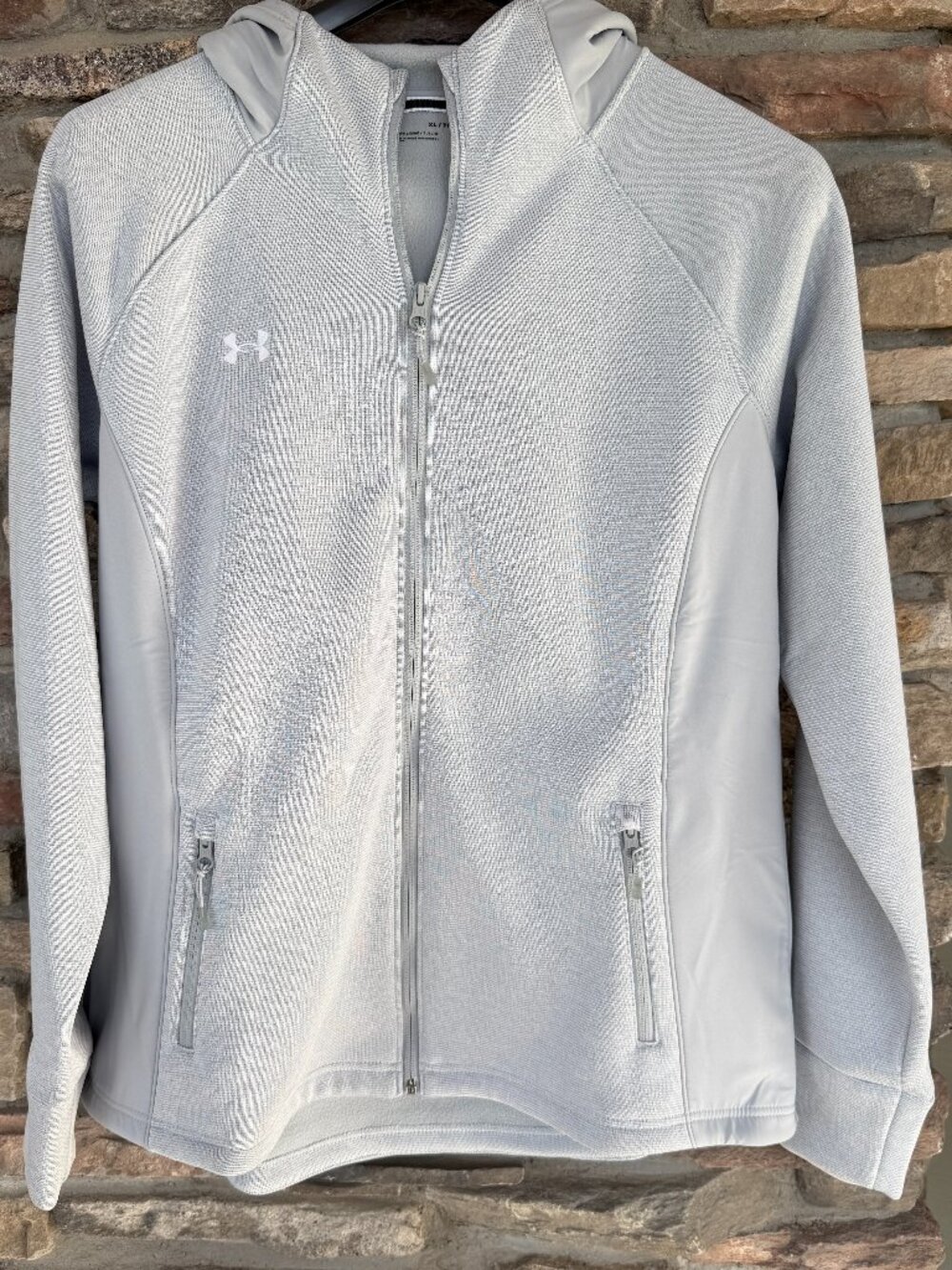 Under Armour Women's Grey Hooded Waterproof FZ Jacket XL UA Team Swacket NWT